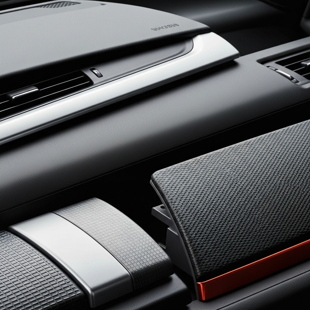 Automotive plastic components showing texture and finish quality