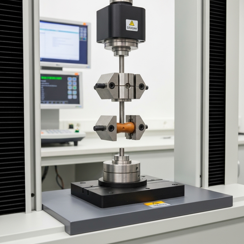 Plastic material testing equipment performing tensile strength test